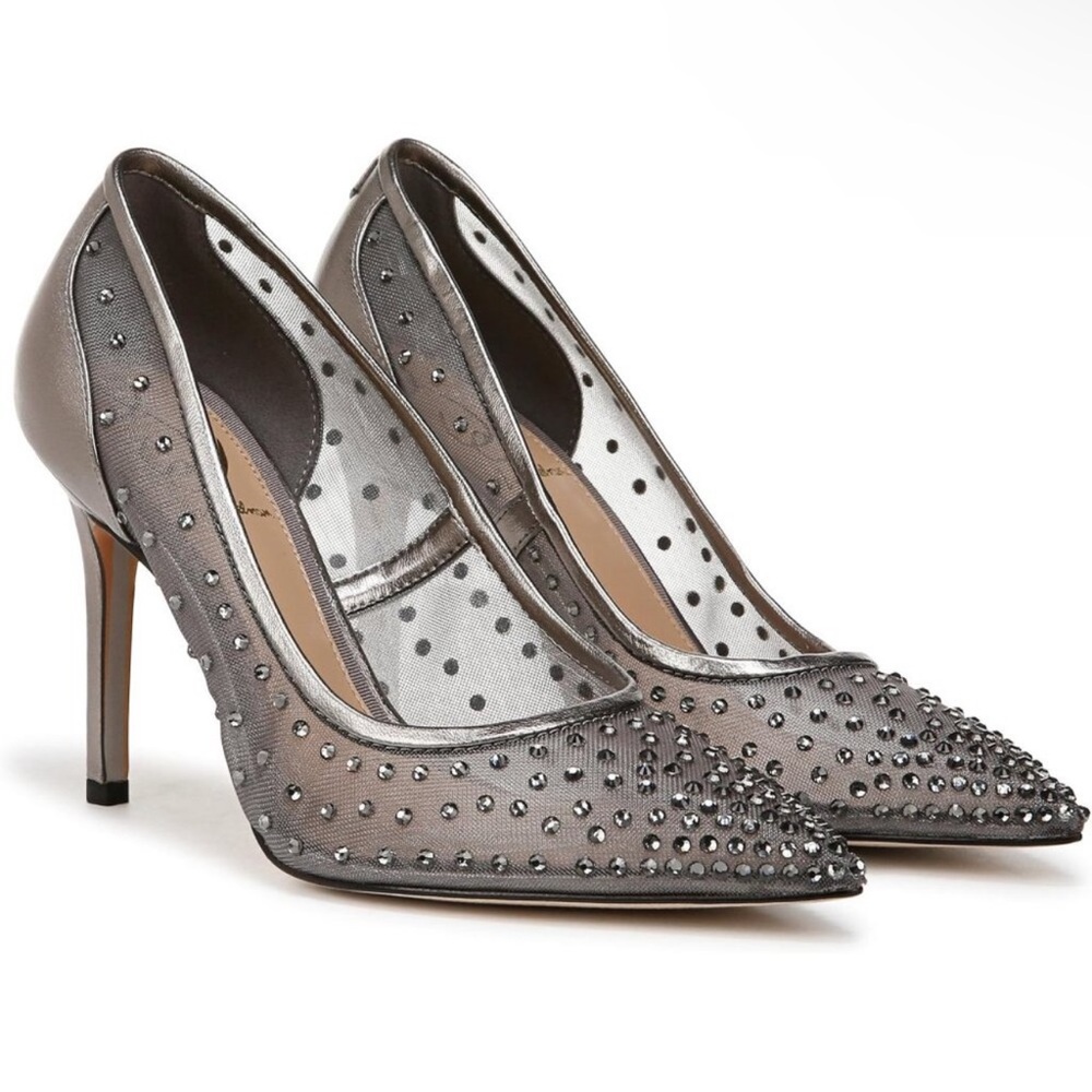 Elegant Gray Studded Women's Heels